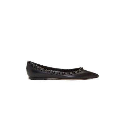 VALENTINO BLACK VALENTINO GARAVANI TONAL ROCKSTUD BALLERINA FLATS 